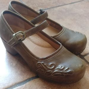 Olive Green Mary Jane Low Heel Shoe
